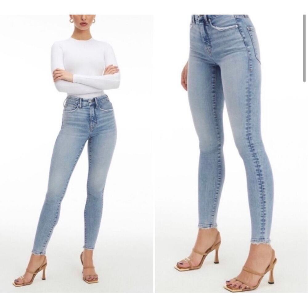 Good American Good legs destroyed hem jeans